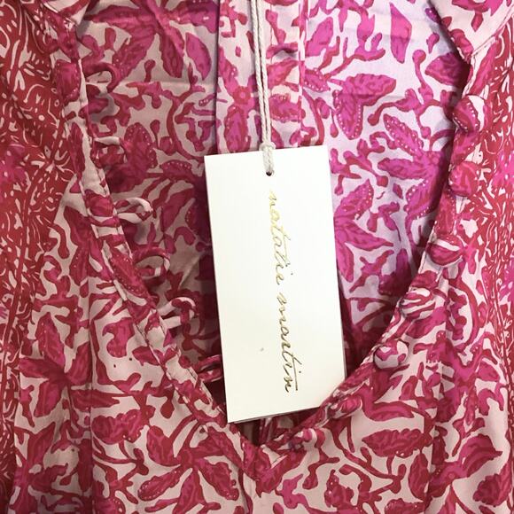 Natalie Martin 100% Silk Short Fiore Swing Dress Gloriosa Hot Pink Floral XL NWT - Picture 5 of 8